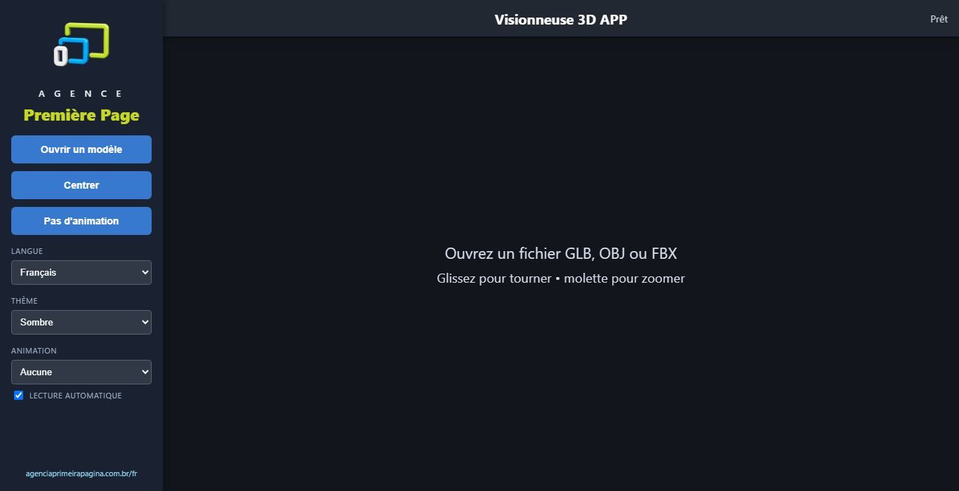 Écran de la Visionneuse 3D pour Windows APP